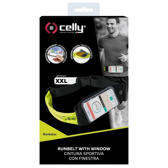 Celly Runbelt View Duo Cintura da Braccio per Smartphone 6.5'' Giallo