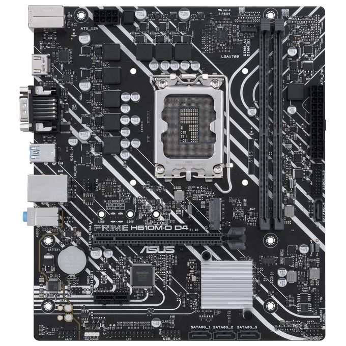 ASUS PRIME H610M-D D4 Scheda Madre mATX, Intel H610, LGA1700, DDR4, PCI 4.0, Realtek 1Gb Ethernet, Realtek 7.1 Surround, 1xM.2, 4xSATA 6GB-s, USB 3.2 Gen 1, Armoury Crate, Nero
