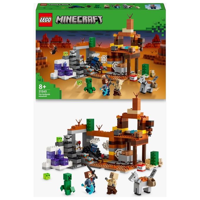 LEGO Minecraft La Miniera delle Badlands Modellino da Costruire di Bioma con Personaggi Accessori e Mob Ostili Giochi Creativi per Bambini e Bambine da 8 Anni Idea Regalo di Compleanno 21263