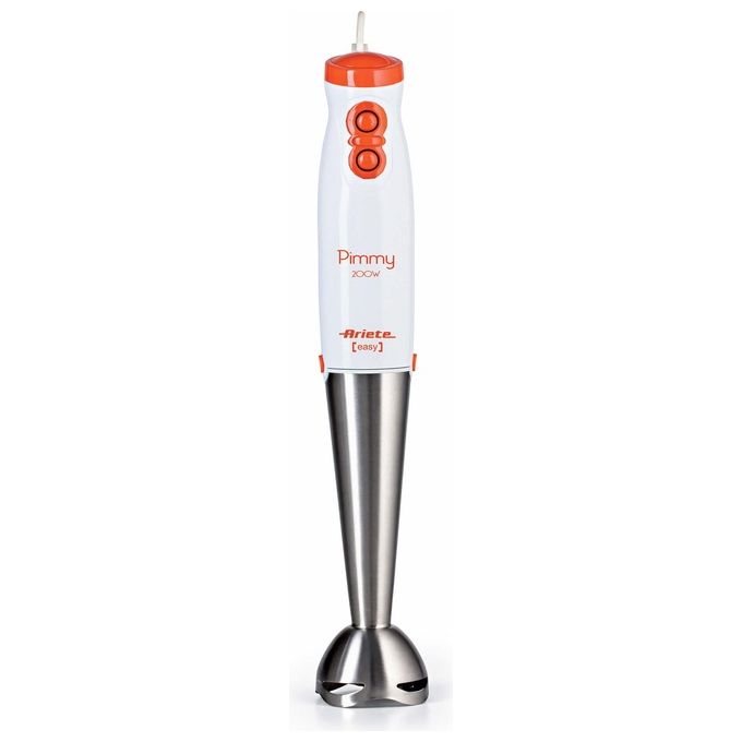Ariete 881 Pimmy 200 Frullatore ad immersione 200 watt, Gambo staccabile in acciaio inox Bianco-Arancio e Acciaio Inox