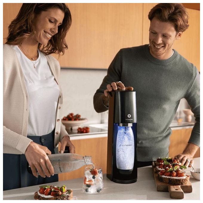Sodastream E-Terra Gasatore d'Acqua Nero 1 Bottiglia pet 1 Litro Cilindro Co2