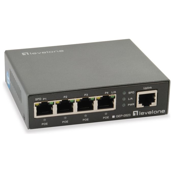LevelOne GEP-0523 Switch di Rete Gigabit Ethernet 10-100-1000 Nero Supporto Power Over Ethernet