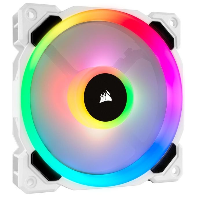 Corsair LL Series LL120 Ventola a Flusso d'Aria Elevato Dual Light Loop RGB Led 120mm PWMC onfezione Tripla con Lighting Node PRO Bianco