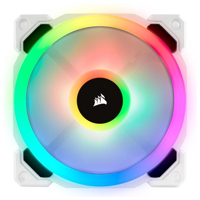 Corsair LL Series LL120 Ventola a Flusso d'Aria Elevato Dual Light Loop RGB Led 120mm PWMC onfezione Tripla con Lighting Node PRO Bianco