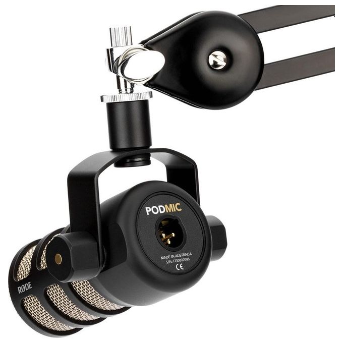 Rode PodMic Microfono Dinamico di Qualita' Broadcast con Supporto Oscillante Integrato per Podcasting