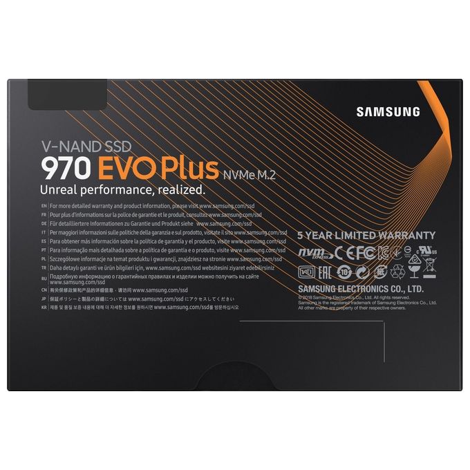 Samsung MZ-V7S250BW Hard disk SSD 250GB 970 EVO PLUS M.2 NVMe Nero-Arancione