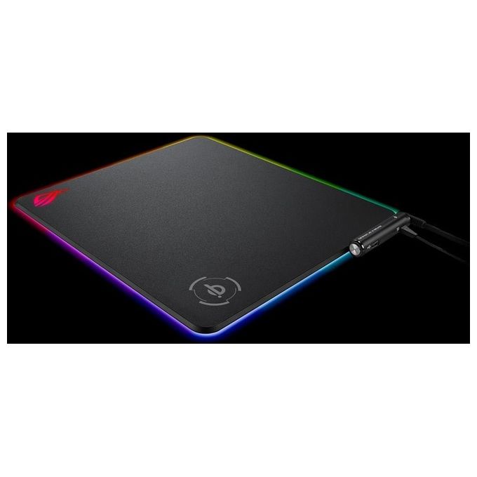 ASUS ROG Balteus Qi RGB Tappetino Mousepad Ricarica Wireless Illuminazione RGB Aura Sync a 15 Zone USB Antiscivolo