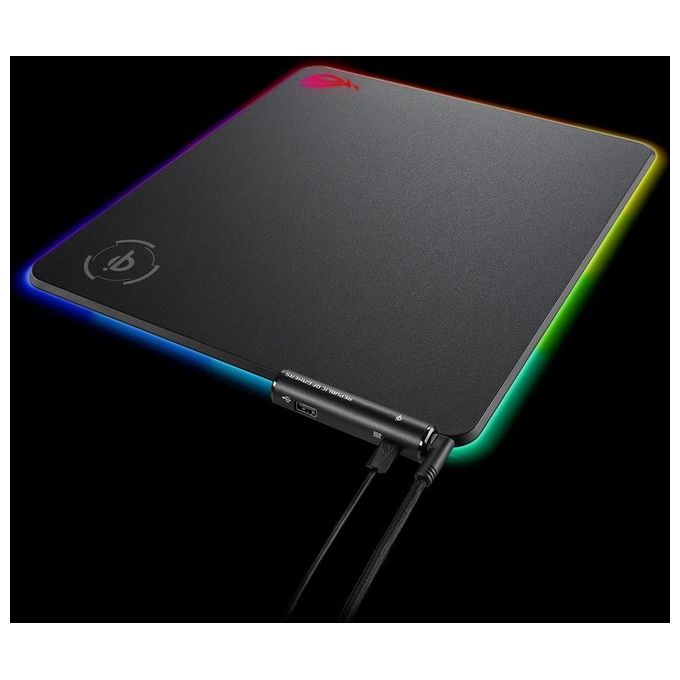 ASUS ROG Balteus Qi RGB Tappetino Mousepad Ricarica Wireless Illuminazione RGB Aura Sync a 15 Zone USB Antiscivolo