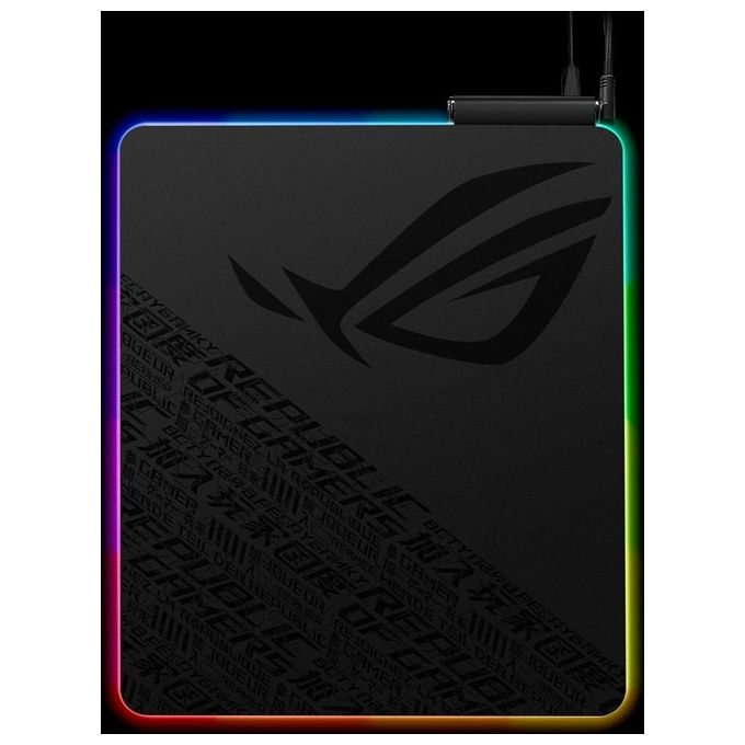 ASUS ROG Balteus Qi RGB Tappetino Mousepad Ricarica Wireless Illuminazione RGB Aura Sync a 15 Zone USB Antiscivolo