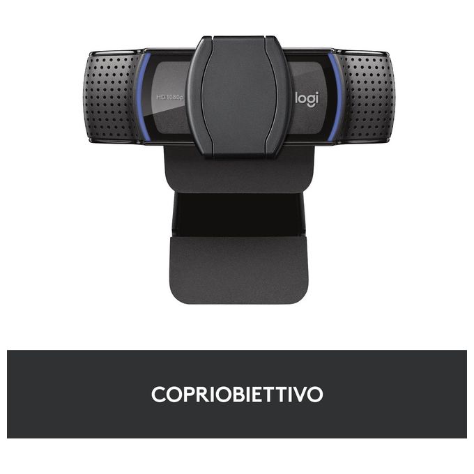 Logitech C920S HD Pro Webcam Videochiamata Full HD 1080p-30fps Correzione Luce HD Privacy Shutter