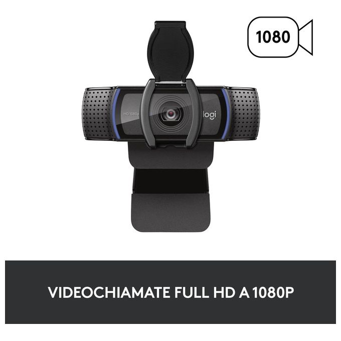 Logitech C920S HD Pro Webcam Videochiamata Full HD 1080p-30fps Correzione Luce HD Privacy Shutter