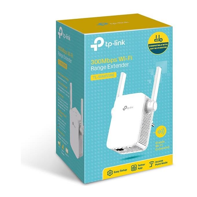 TP-Link TL-WA855RE Range Extender WiFi 300 Mbps 2.4 GHz 2 Antenne Esterne Porta LAN Modalita' Access Point colore Bianco