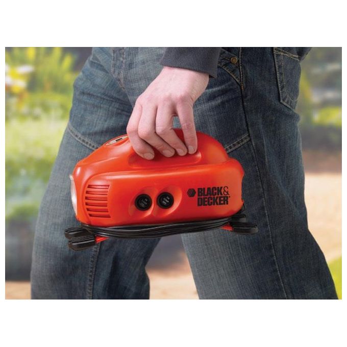 Black+Decker Compressore ASI200-XJ Compatto e Portatile con Potenza di 120PSI e Funzionamento a 12 Volt