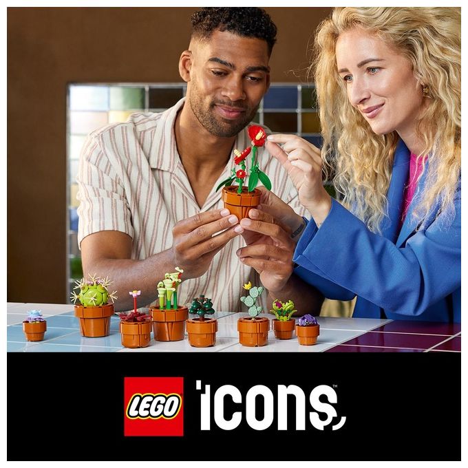 LEGO Icons 10329 Piantine, Collezione Botanica con Fiori Artificiali, Decorazione Casa, Idea Regalo di Compleanno Donna o Uomo