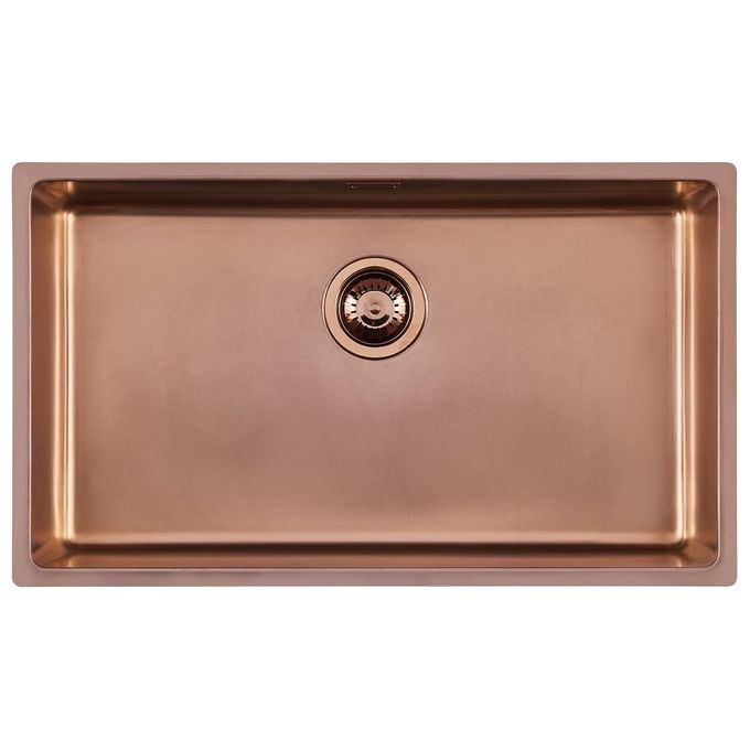 Foster 2157 888 KE Lavello Acciaio inox Vintage da incasso Sottotop 1 Vasca Rame 75x44cm
