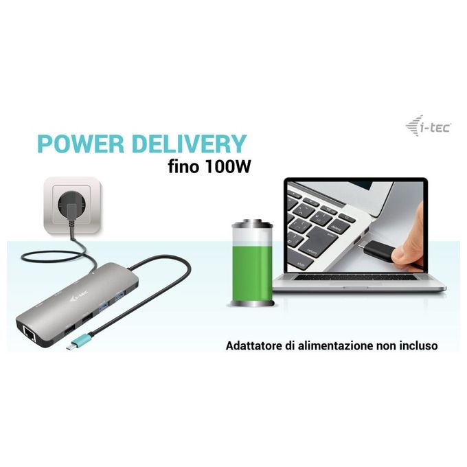 I-Tec Usb-C Metal Nano 2x Display Docking Station  Power Delivery 100 W