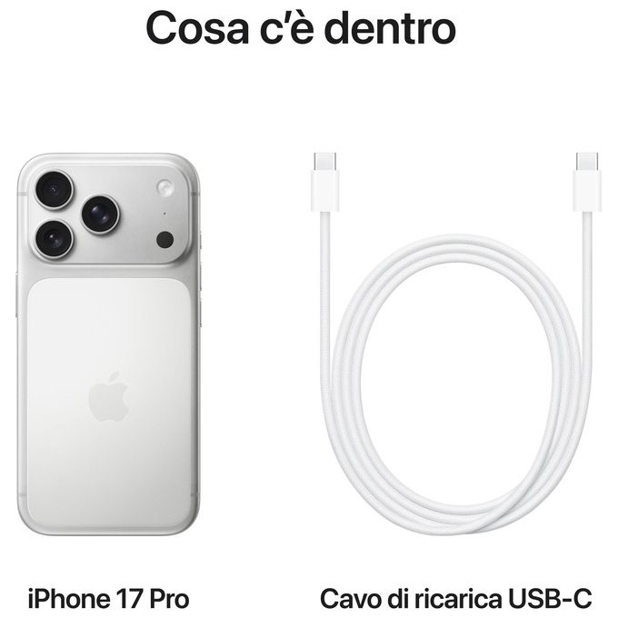 Apple MG8K4QL-A iPhone 17 Pro Smartphone 6.3'' OLED 512GB 5G Chip A19 Pro Tripla Fotocamera 48MP colore Argento