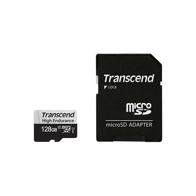 Transcend TS128GUSD350V Memory Card 128Gb microSD con Adattatore U1 High Endurance