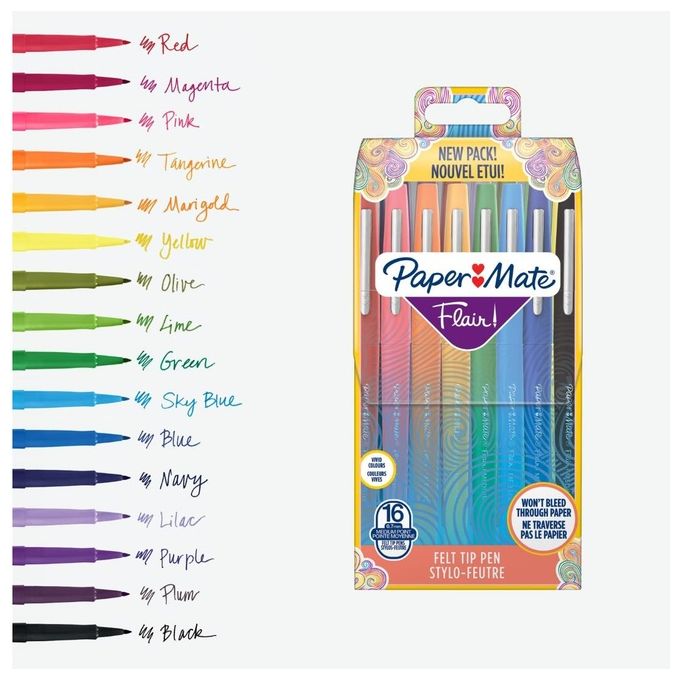 Papermate Confezione 16 Penne Punta in Fibra Flair Assortite