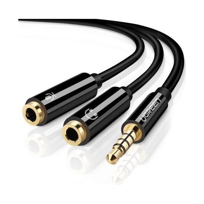 Ugreen Cavo Audio 3.5mm Maschio a 2 Femmina Case Abs Nero