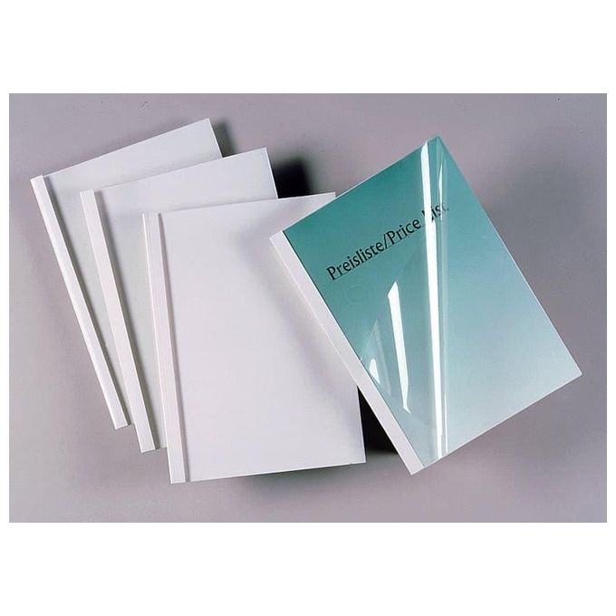 Gbc Cf100 Cartelline Termiche Silk White Dorso 6mm Formato A4 Trasparente Bianco
