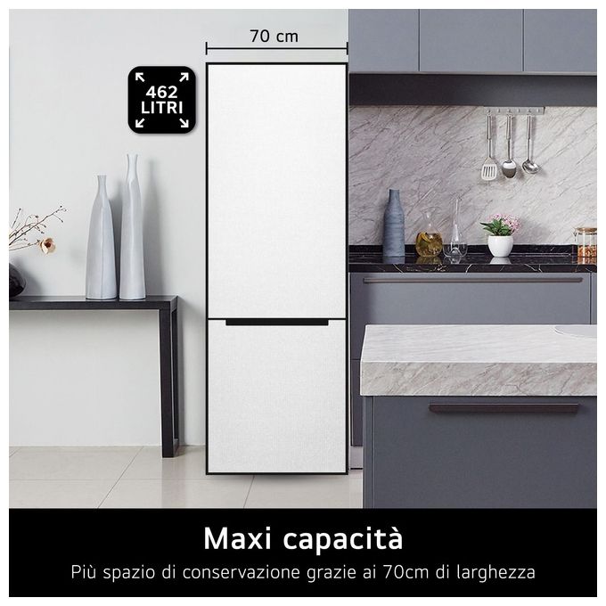 LG GBB567SECMN Frigorifero Combinato Smart Capacita' 500 Litri Classe energetica E Total No Frost Wi-Fi SmartThinQ FRESH Balancer Larghezza 70,5 cm Altezza 185 cm Sand Beige