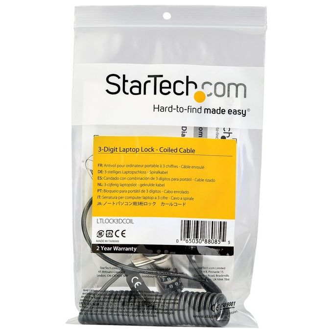 StarTech.com Cavo di Sicurezza per Notebook Nero-Acciaio Inossidabile