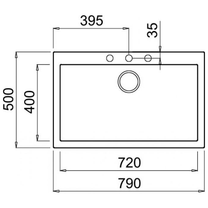 Elleci LKQ13097 Quadra 130 Lavello Keratek 1 Vasca 79 cm
