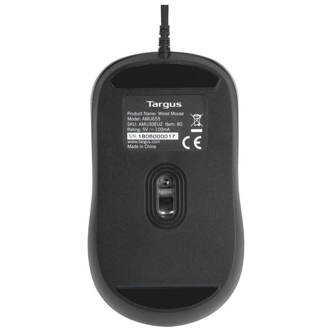 Targus Mouse Usb Ottico 3 Tasti Colore Nero Con Adattatore Ps-2