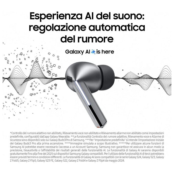 Samsung Galaxy Buds3 Pro in-ear True Wireless con Cancellazione attiva del rumore Bluetooth Silver