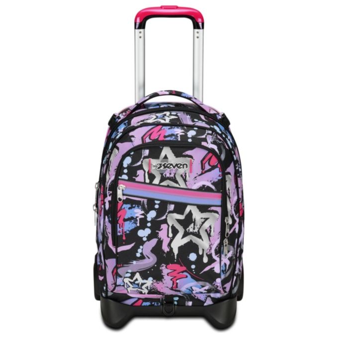 Seven Trolley Scuola Jack 2 Ruote Nero Fucsia Mark On Girl