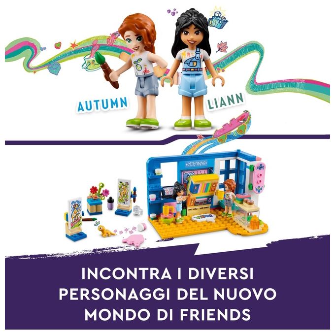 LEGO Friends 41739 La cameretta di Liann, Camera da Letto a Tema Artistico con Mini Bambolina Autumn, Giochi per Bambini 6+