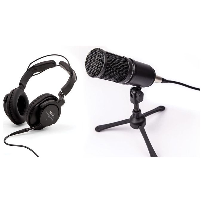Zoom ZDM-1PMP Kit Podcast con Microfono Cavo e Cuffie con Treppiede