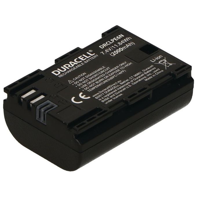 Duracell DRCLPE6N Batteria per Fotocamera Li-Ion 2000 mAh 7,4 V compatibile Canon LP-E6N colore Nero