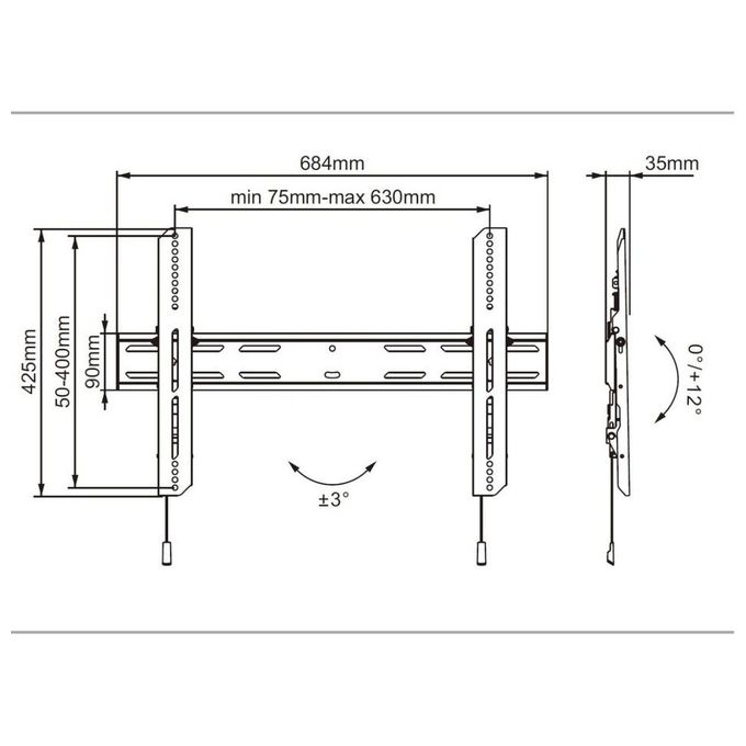 Nilox Mb6690 Supporto Tv a Parete 75'' Nero