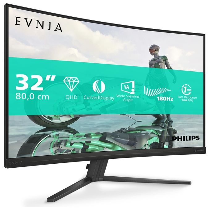 Philips Evnia 3000 32M2C3500L Monitor Gaming Curvo 32'' QHD 180Hz 05ms FreeSync Premium HDR10 grigio scuro