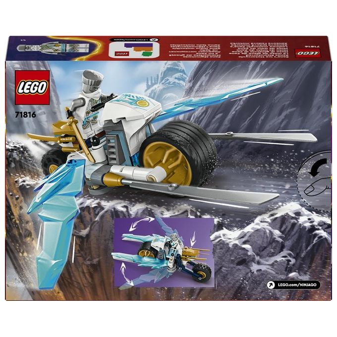 LEGO NINJAGO Moto di Ghiaccio di Zane Veicolo Giocattolo con Lame Mobili Gioco d'Azione per Bambini e Bambine 7 Anni con 1 Minifigure Ninja di Eroe Piccola Idea Regalo di Compleanno 71816