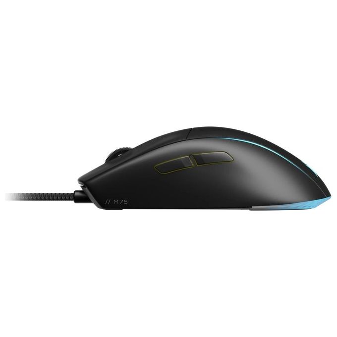 Corsair M75 Wired RGB Mouse da Gioco FPS Leggero - 26.000 DPI - Pulsanti Laterali Intercambiabili - PC - Nero