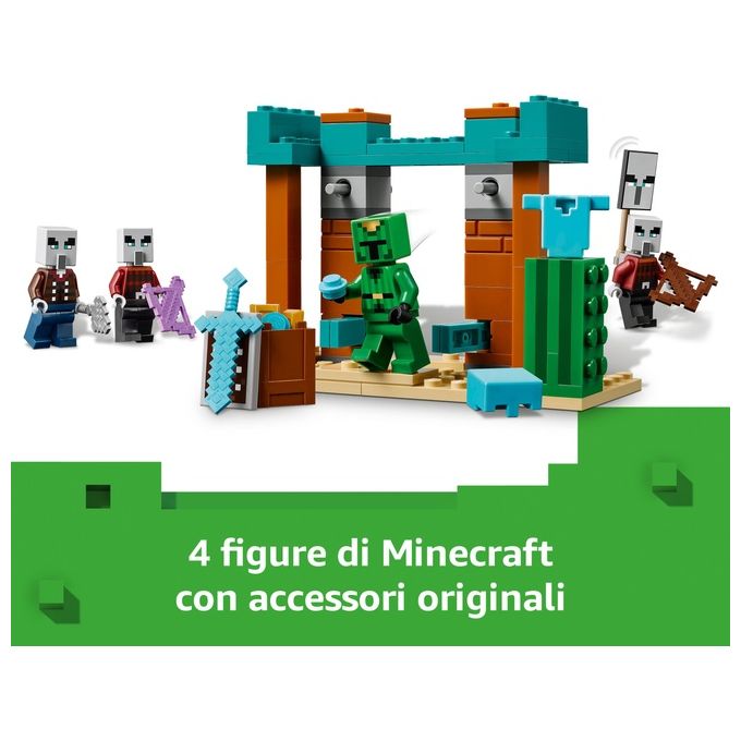 LEGO Minecraft Pattuglia nel Deserto della Bestia Gioco di Ruolo per Bambini e Bambine da 7 Anni in su con 4 Personaggi del Videogioco Funzione Spara Missili Armi Giocattolo e Tesoro 21267