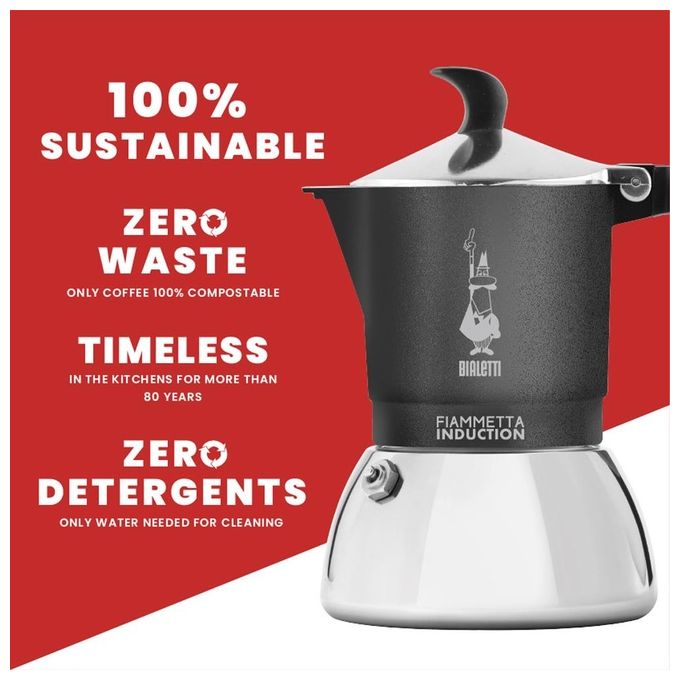 Bialetti Fiammetta Induction Caffettiera Grigio 2 Tazze