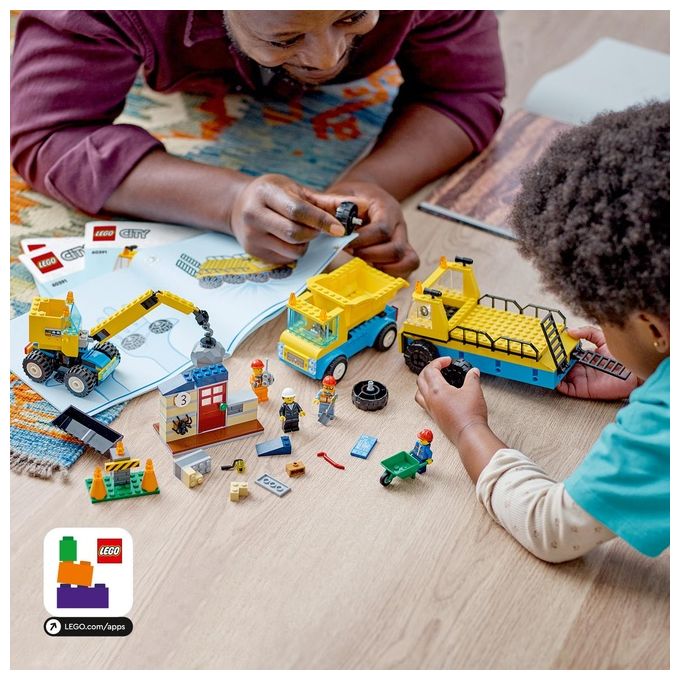 LEGO City 60391 Camion da Cantiere e Gru con Palla da Demolizione, Set con Veicoli Giocattolo, Giochi Educativi per Bambini 4+