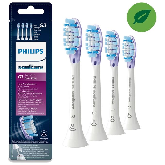 Philips Testine Gum Care Premium con Tecnologia Connessa 4 Testine Bianche