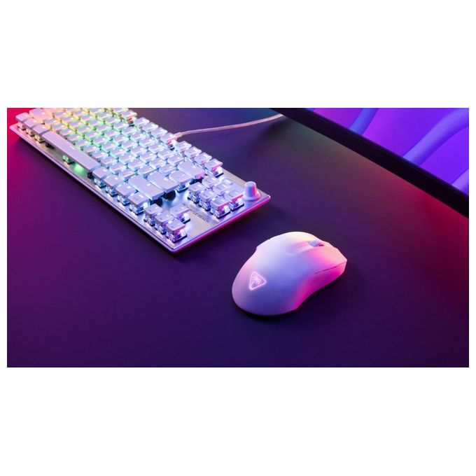 Turtle Beach Pure Air - Mouse da gioco RGB wireless ergonomico e ultraleggero con sensore ottico a 26K DPI dotato di batteria da 125 ore illuminazione RGB - Bianco