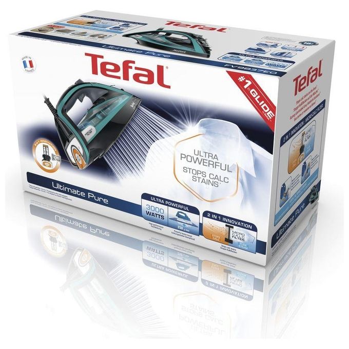 Tefal FV9844 Ultimate Pure Ferro da Stiro a Vapore Durilium Autoclean 3200W Nero Blu