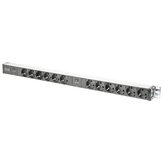 Digitus Multipresa in Alluminio 12 Prese 2 Circuiti per Armadi Rack