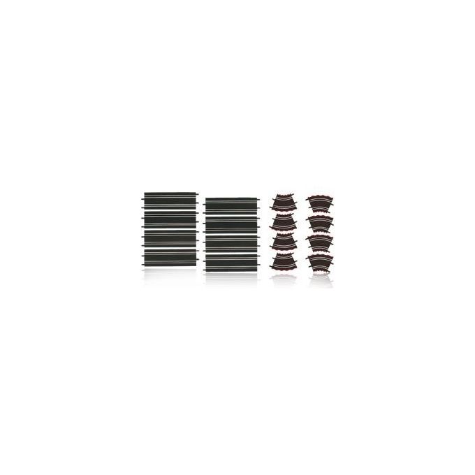 Carrera 20061614 GO!!! Set di Ampliamento per Pista da Corsa 16 Pezzi 8 Rettilinei 342 mm 4 Curve 45° 4 Curve Ripide con Supporti colore Nero