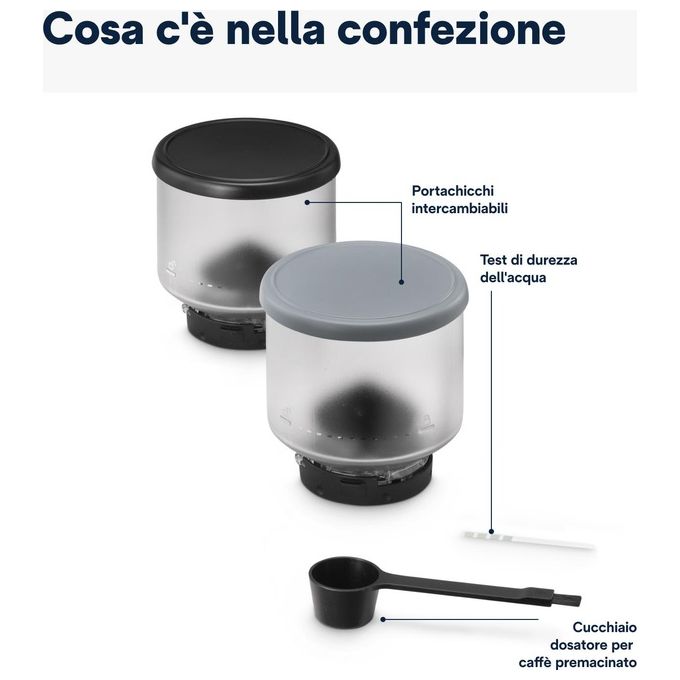 DeLonghi Rivelia Perfetto Macchina da Caffe' Automatica Chicchi Macinati al Momento Portachicchi Intercambiabile Montalatte Classico Display Touch a Colori Nero Onice