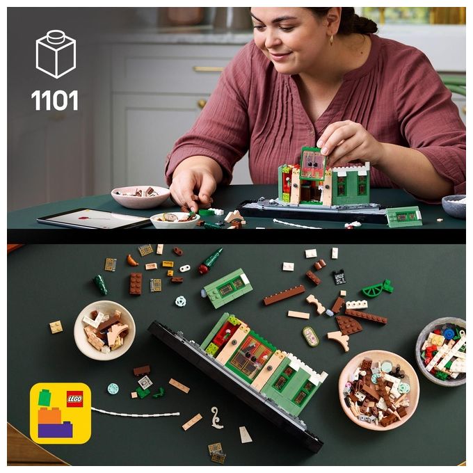 LEGO 10362 Icons Kit Modellismo Fai da Te per Adulti con Libreria Decorativa e Café Francese 1101 Pezzi colore Nero