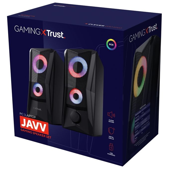 Trust GXT 606 JAVV Casse PC Gaming 2.0 Nero Cablato 12W