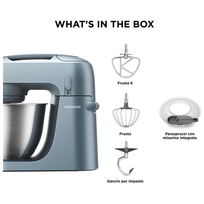 Kenwood Go KZM35.000GY Impastatrice 800W 4 Litri Corpo Mentallo 6 Velocita' 3 Ganci Miscelazione